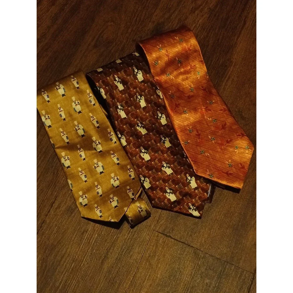 Guy Buffet Collection Wine and martini Tasting Vtg Silk Neck Tie Lot Of 3